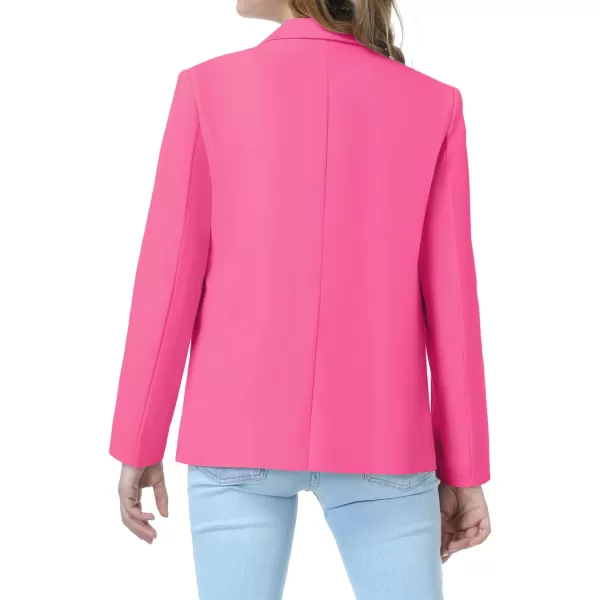 Mebius Girls Blazer Jacket Long Sleeve Shawl Collar Open Front Formal Blazers Suit Inner Pocket for Kids Size 612 YearHot Pink