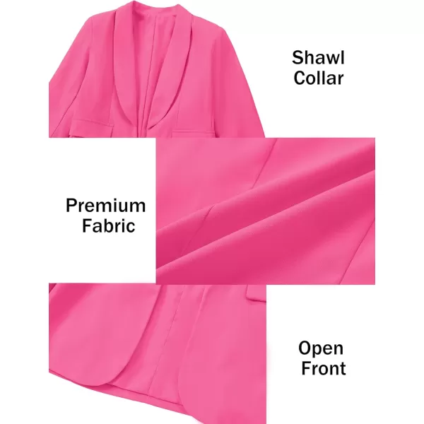 Mebius Girls Blazer Jacket Long Sleeve Shawl Collar Open Front Formal Blazers Suit Inner Pocket for Kids Size 612 YearHot Pink