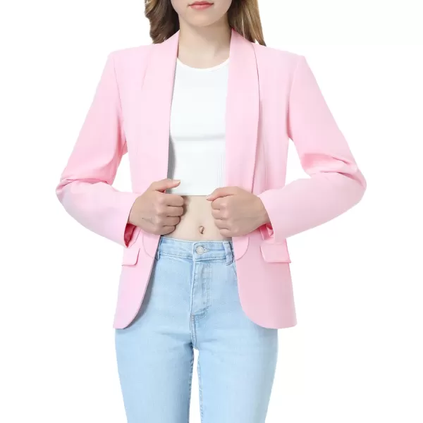 Mebius Girls Blazer Jacket Long Sleeve Shawl Collar Open Front Formal Blazers Suit Inner Pocket for Kids Size 612 YearPink