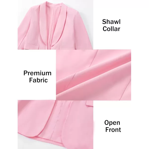 Mebius Girls Blazer Jacket Long Sleeve Shawl Collar Open Front Formal Blazers Suit Inner Pocket for Kids Size 612 YearPink