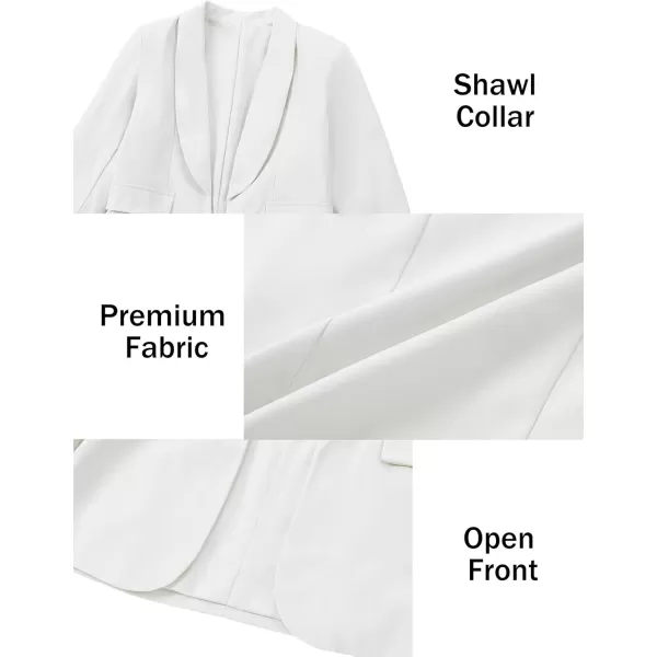 Mebius Girls Blazer Jacket Long Sleeve Shawl Collar Open Front Formal Blazers Suit Inner Pocket for Kids Size 612 YearWhite