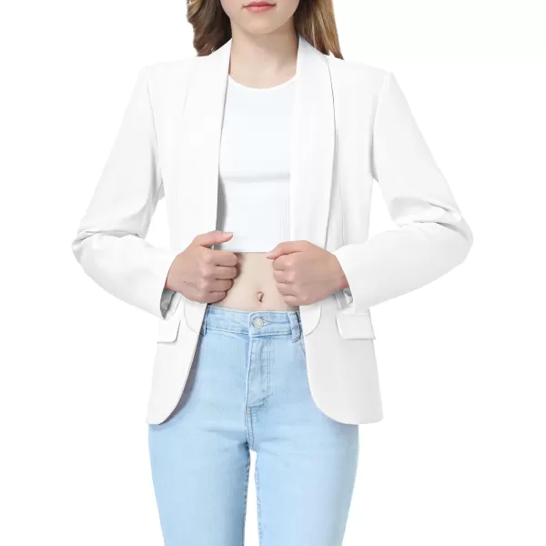 Mebius Girls Blazer Jacket Long Sleeve Shawl Collar Open Front Formal Blazers Suit Inner Pocket for Kids Size 612 YearWhite