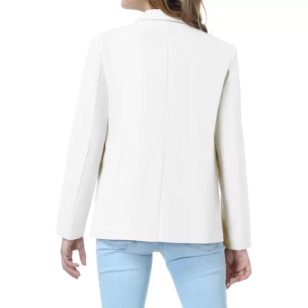 Mebius Girls Blazer Jacket Long Sleeve Shawl Collar Open Front Formal Blazers Suit Inner Pocket for Kids Size 612 YearWhite
