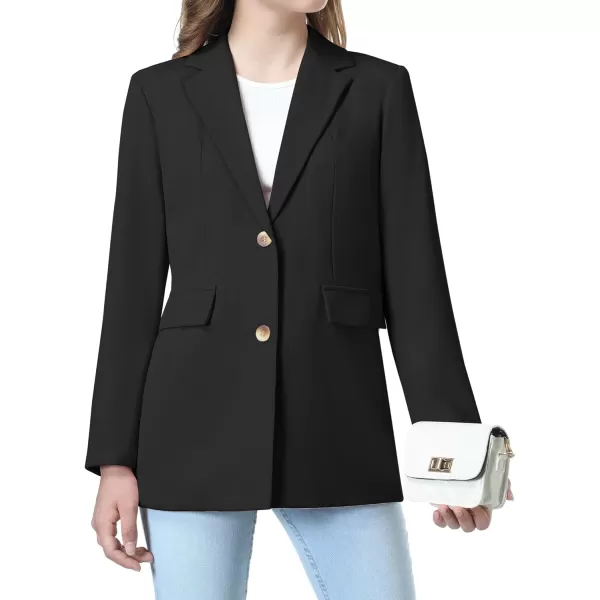 Mebius Girls Blazer Jacket with Inner Pocket Long Sleeve Notched CollarLapel Collar Open Front Casual Kids Blazers SuitBlack