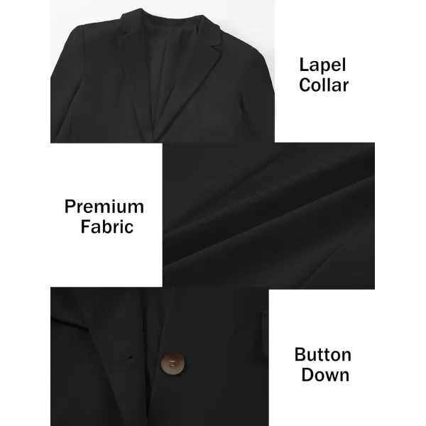 Mebius Girls Blazer Jacket with Inner Pocket Long Sleeve Notched CollarLapel Collar Open Front Casual Kids Blazers SuitBlack