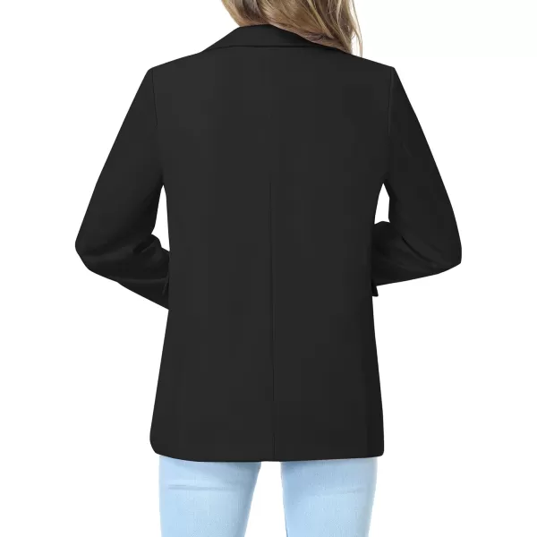 Mebius Girls Blazer Jacket with Inner Pocket Long Sleeve Notched CollarLapel Collar Open Front Casual Kids Blazers SuitBlack
