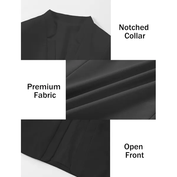 Mebius Girls Blazer Jacket with Inner Pocket Long Sleeve Notched CollarLapel Collar Open Front Casual Kids Blazers SuitBlackcropped