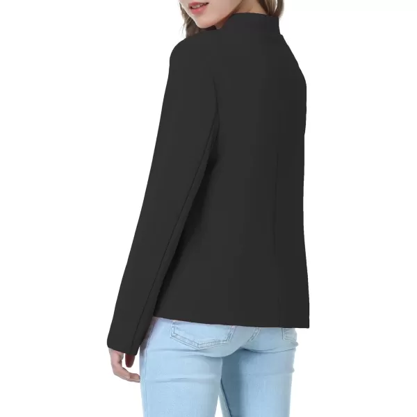 Mebius Girls Blazer Jacket with Inner Pocket Long Sleeve Notched CollarLapel Collar Open Front Casual Kids Blazers SuitBlackcropped