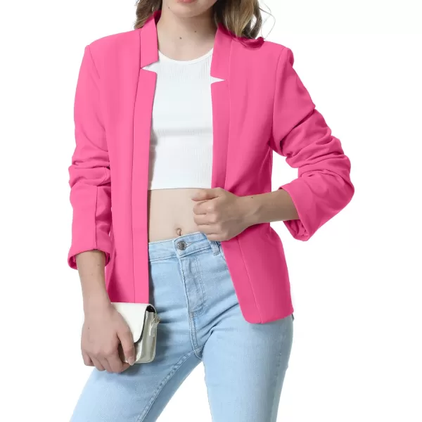 Mebius Girls Blazer Jacket with Inner Pocket Long Sleeve Notched CollarLapel Collar Open Front Casual Kids Blazers SuitHot Pinkcropped