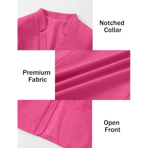 Mebius Girls Blazer Jacket with Inner Pocket Long Sleeve Notched CollarLapel Collar Open Front Casual Kids Blazers SuitHot Pinkcropped