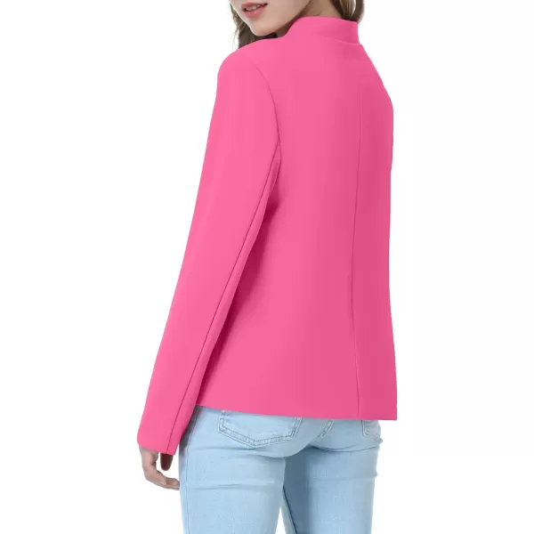 Mebius Girls Blazer Jacket with Inner Pocket Long Sleeve Notched CollarLapel Collar Open Front Casual Kids Blazers SuitHot Pinkcropped