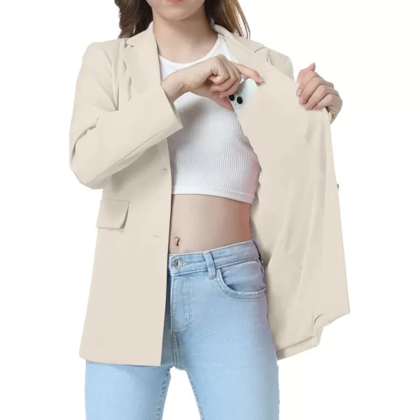 Mebius Girls Blazer Jacket with Inner Pocket Long Sleeve Notched CollarLapel Collar Open Front Casual Kids Blazers SuitKhaki