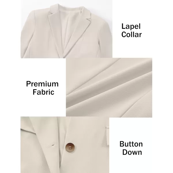 Mebius Girls Blazer Jacket with Inner Pocket Long Sleeve Notched CollarLapel Collar Open Front Casual Kids Blazers SuitKhaki