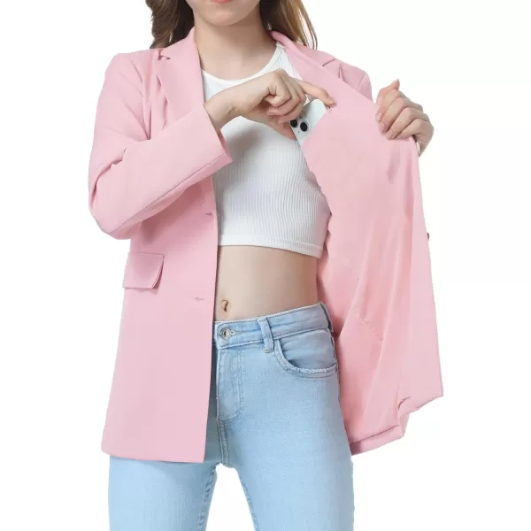 Mebius Girls Blazer Jacket with Inner Pocket Long Sleeve Notched CollarLapel Collar Open Front Casual Kids Blazers SuitPink