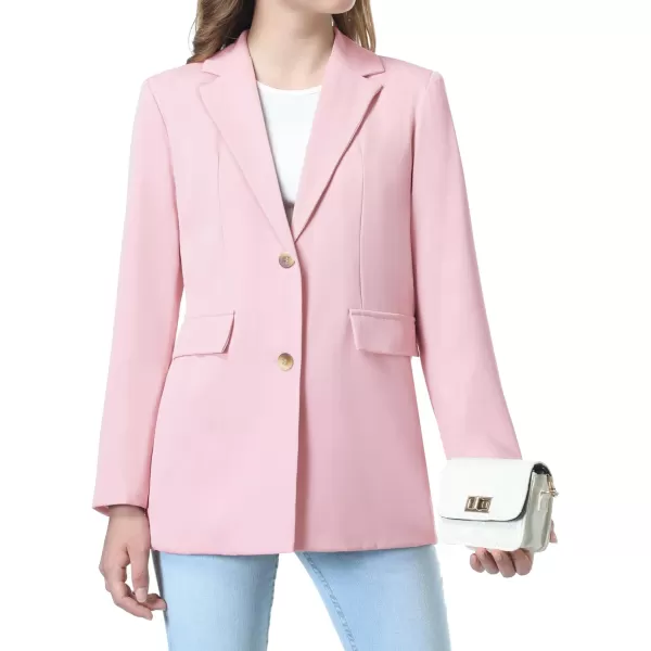Mebius Girls Blazer Jacket with Inner Pocket Long Sleeve Notched CollarLapel Collar Open Front Casual Kids Blazers SuitPink
