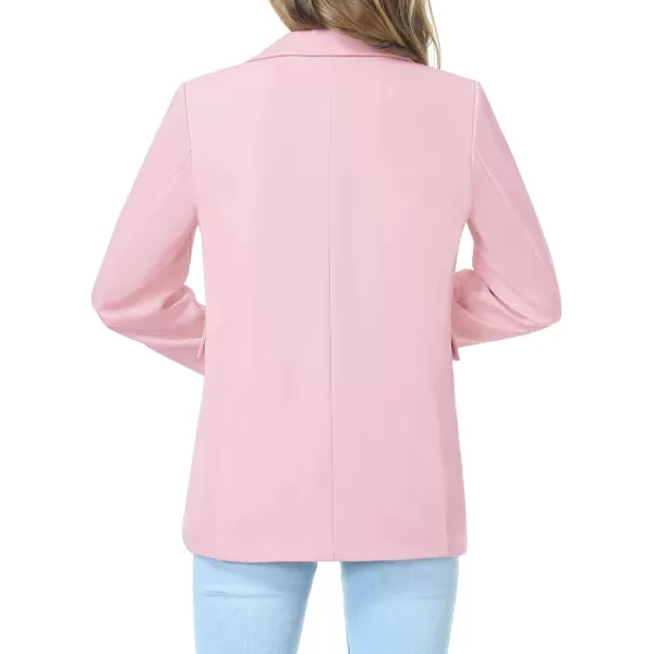 Mebius Girls Blazer Jacket with Inner Pocket Long Sleeve Notched CollarLapel Collar Open Front Casual Kids Blazers SuitPink