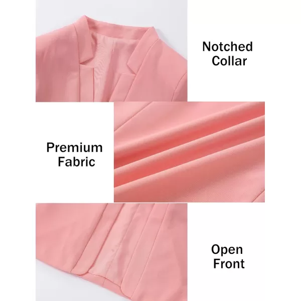 Mebius Girls Blazer Jacket with Inner Pocket Long Sleeve Notched CollarLapel Collar Open Front Casual Kids Blazers SuitPinkcropped