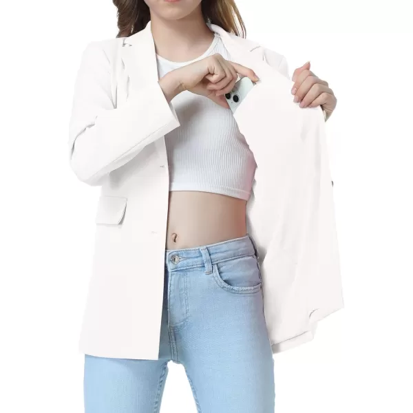 Mebius Girls Blazer Jacket with Inner Pocket Long Sleeve Notched CollarLapel Collar Open Front Casual Kids Blazers SuitWhite