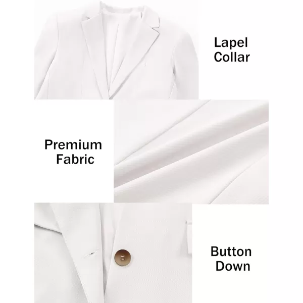 Mebius Girls Blazer Jacket with Inner Pocket Long Sleeve Notched CollarLapel Collar Open Front Casual Kids Blazers SuitWhite