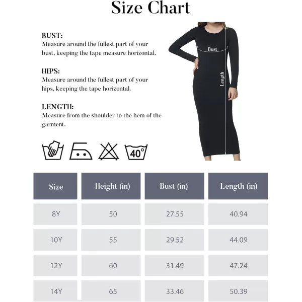 Mebius Girls Bodycon Maxi Dress Spaghetti Strap SlipLong Sleeve Pencil Black Long Dresses Round Neck Casual Party 814YBblack