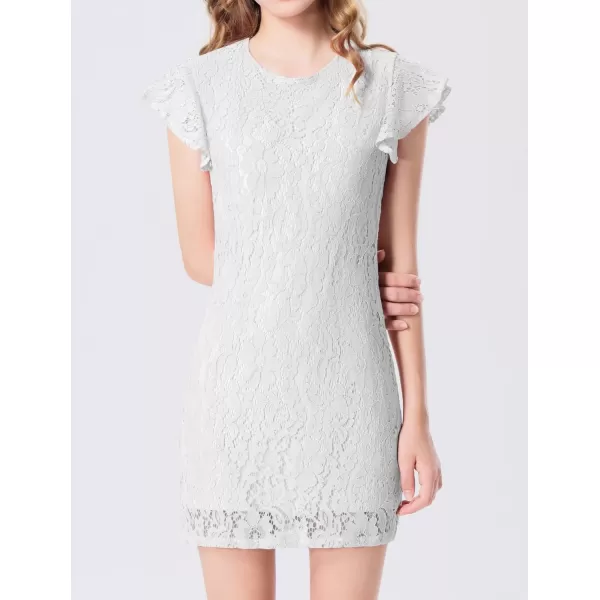 Mebius Girls Floral Lace Bodycon Dress Ruffle Sleeve Pencil Formal Dresses Special Occasion Party Birthday 612YWhite