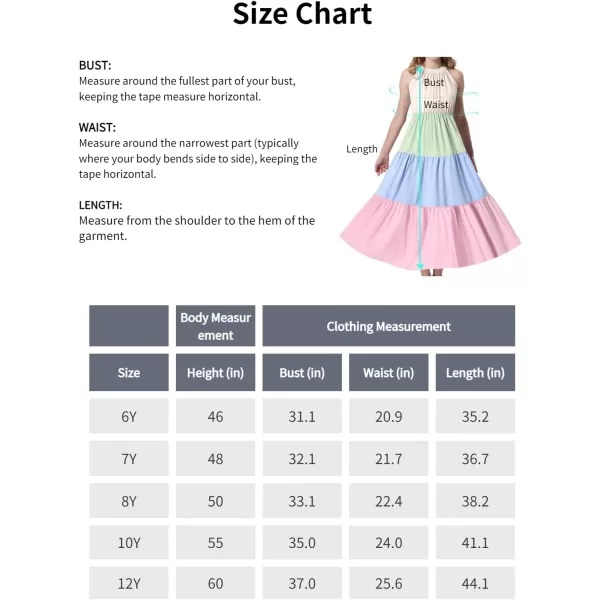 Mebius Girls Halter Neck Flowy Long Maxi Dress Back Tie Sleeveless Casual Party Aline Tiered Dresses for 612 YearsMulticolor B