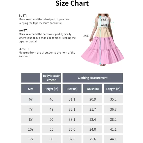 Mebius Girls Halter Neck Flowy Long Maxi Dress Back Tie Sleeveless Casual Party Aline Tiered Dresses for 612 YearsMulticolor a