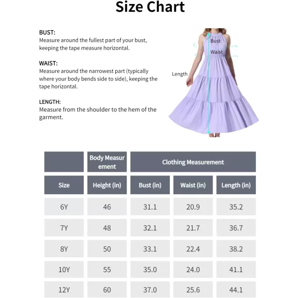 Mebius Girls Halter Neck Flowy Long Maxi Dress Back Tie Sleeveless Casual Party Aline Tiered Dresses for 612 YearsPurple