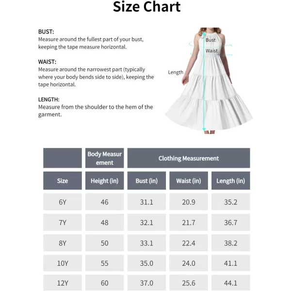 Mebius Girls Halter Neck Flowy Long Maxi Dress Back Tie Sleeveless Casual Party Aline Tiered Dresses for 612 YearsWhite