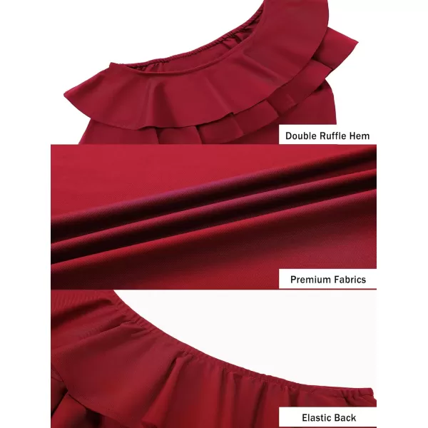 Mebius Girls One Shoulder Party Dress Bodycon Ruffle Trim Sleeve Pencil Summer Dresses for Special Occasions Birthday 814YWine Red