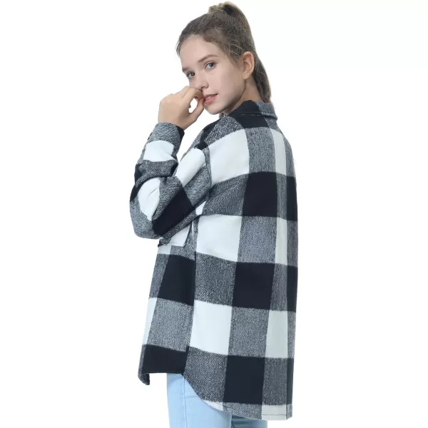 Mebius Girls Shacket Jacket Long Sleeve PlaidCorduroy Color Block Button Down Casual Collared Shirt with PocketGray Plaid
