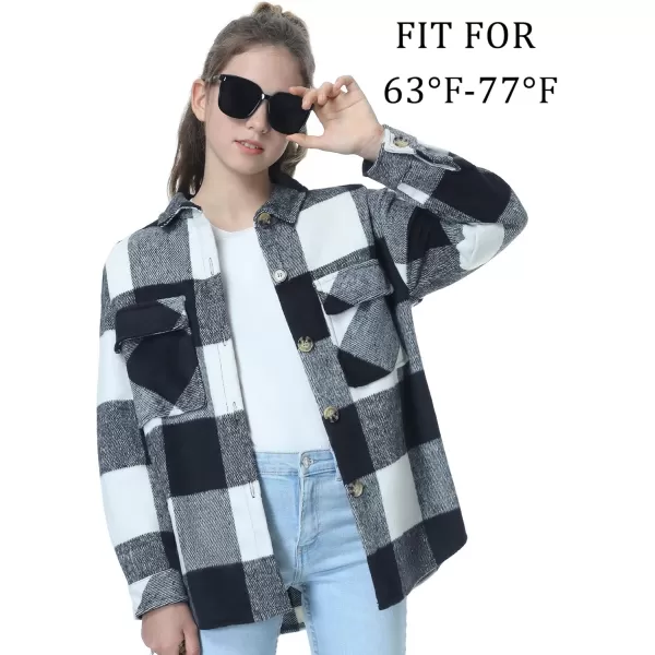 Mebius Girls Shacket Jacket Long Sleeve PlaidCorduroy Color Block Button Down Casual Collared Shirt with PocketGray Plaid