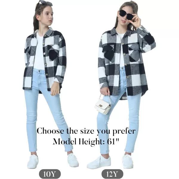 Mebius Girls Shacket Jacket Long Sleeve PlaidCorduroy Color Block Button Down Casual Collared Shirt with PocketGray Plaid