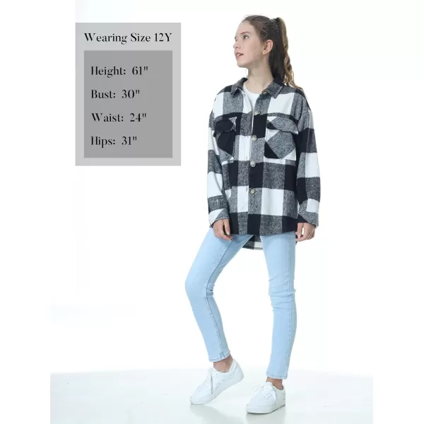 Mebius Girls Shacket Jacket Long Sleeve PlaidCorduroy Color Block Button Down Casual Collared Shirt with PocketGray Plaid