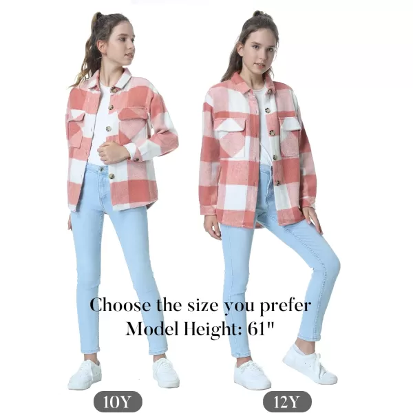 Mebius Girls Shacket Jacket Long Sleeve PlaidCorduroy Color Block Button Down Casual Collared Shirt with PocketPink Plaid