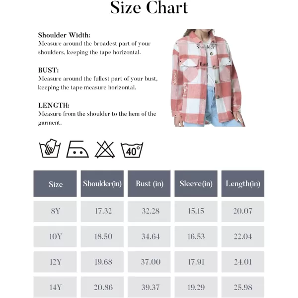 Mebius Girls Shacket Jacket Long Sleeve PlaidCorduroy Color Block Button Down Casual Collared Shirt with PocketPink Plaid