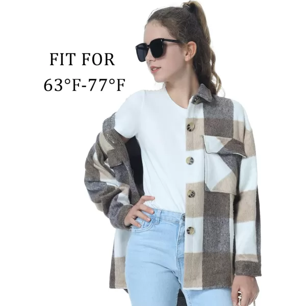 Mebius Girls Shacket Jacket Long Sleeve PlaidCorduroy Color Block Button Down Casual Collared Shirt with PocketYellow Plaid