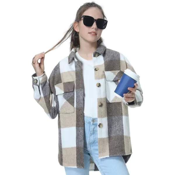 Mebius Girls Shacket Jacket Long Sleeve PlaidCorduroy Color Block Button Down Casual Collared Shirt with PocketYellow Plaid