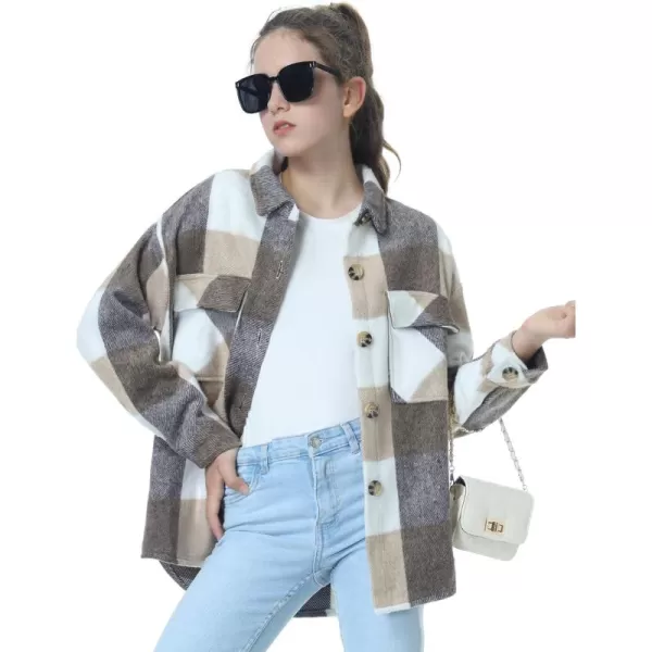 Mebius Girls Shacket Jacket Long Sleeve PlaidCorduroy Color Block Button Down Casual Collared Shirt with PocketYellow Plaid
