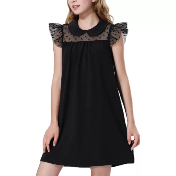 Mebius Girls Toddler Peter Pan Contrast Collar Dress Kids Vintage Tunic Dresses Casual Party Church 2T12YBlack Babydoll
