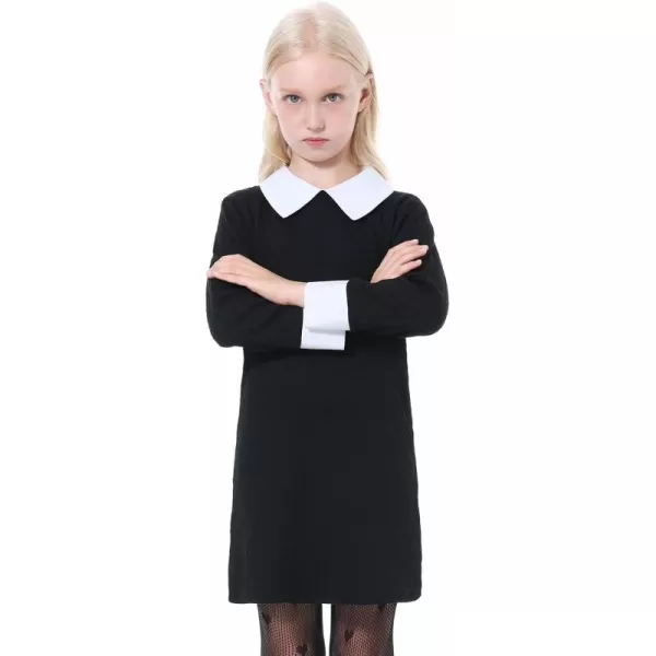 Mebius Girls Toddler Peter Pan Contrast Collar Dress Kids Vintage Tunic Dresses Casual Party Church 2T12YBlack Cable Knitted