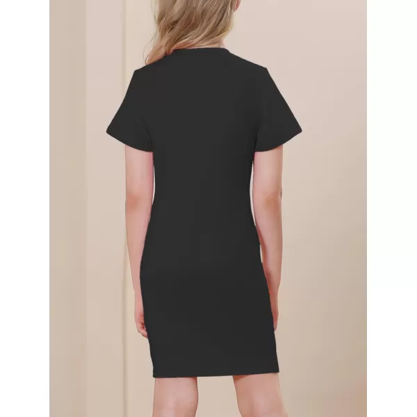 Mebius 3 Pack Girls Basic Short Sleeve Bodycon Dress T Shirt Casual Crewneck Tee Shirt Solid Color DressesSet 1