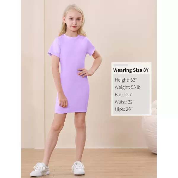 Mebius 3 Pack Girls Basic Short Sleeve Bodycon Dress T Shirt Casual Crewneck Tee Shirt Solid Color DressesSet 1