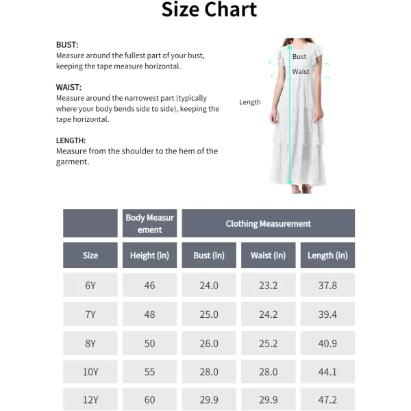 Mebius Girls Lace Maxi Long Dress Ruffle Sleeve Crewneck Tiered ALine Swing Wedding Party DressesWhite