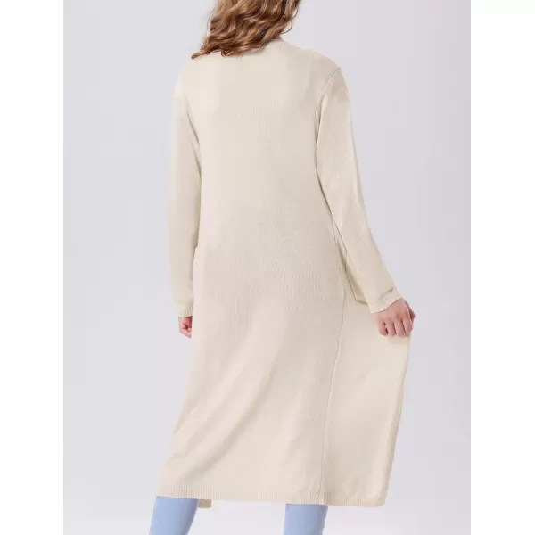 Mebius Girls Long Cardigan Sweaters Open Front Button Down V Neck Long Sleeve Knit Outwear with Pockets 612YBeige