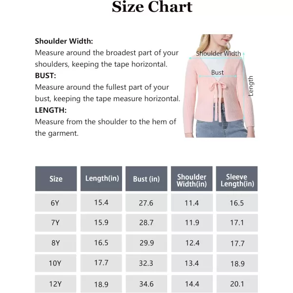 Mebius Girls Long Sleeve Cropped Cardigan Sweater Kids Ribbed Knit V Neck Tie Front Bolero Shrug Top School CasualPink