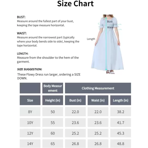 Mebius Girls Square Neck Short Sleeve Long Maxi Dress Smocked Summer Casual Aline Flowy Dress Swiss Dots for 612 YearsLight Blue