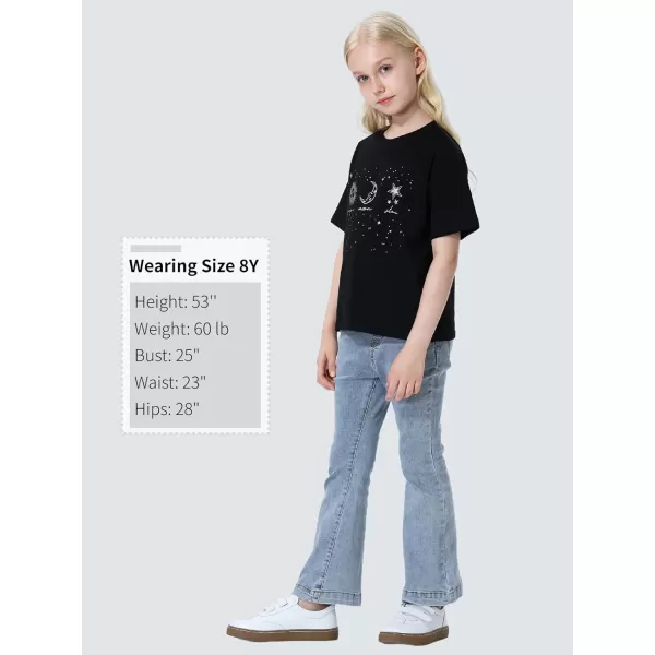 Mebius Girls Toddler Graphic Tees T Shirts Letter Print Summer Casual Short Sleeve Crewneck Preppy Cute Top 3T12YBlack Astronomy