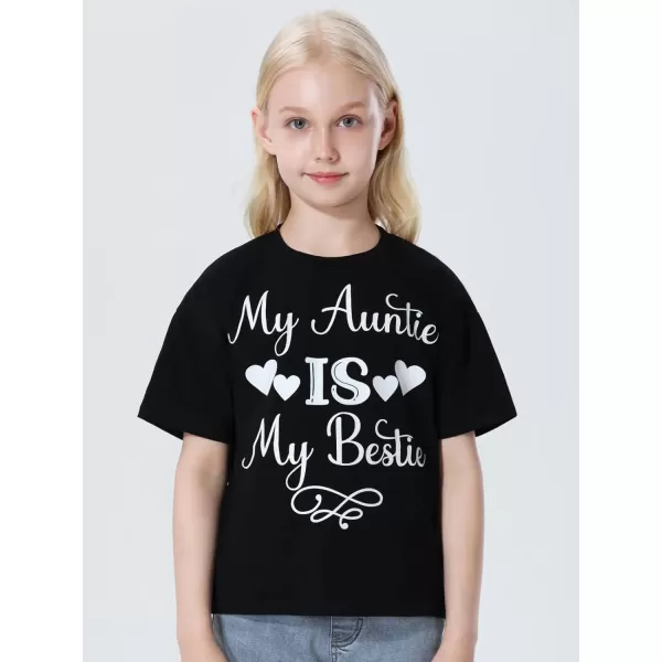 Mebius Girls Toddler Graphic Tees T Shirts Letter Print Summer Casual Short Sleeve Crewneck Preppy Cute Top 3T12YBlack Auntie