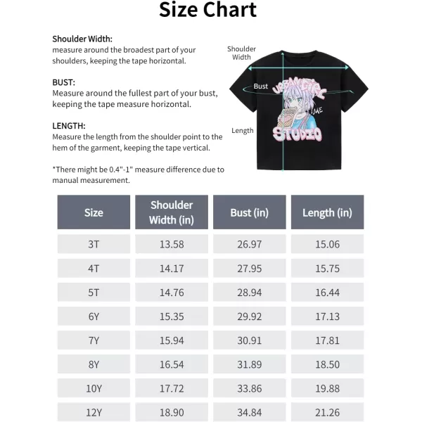 Mebius Girls Toddler Graphic Tees T Shirts Letter Print Summer Casual Short Sleeve Crewneck Preppy Cute Top 3T12YBlack Cartoon